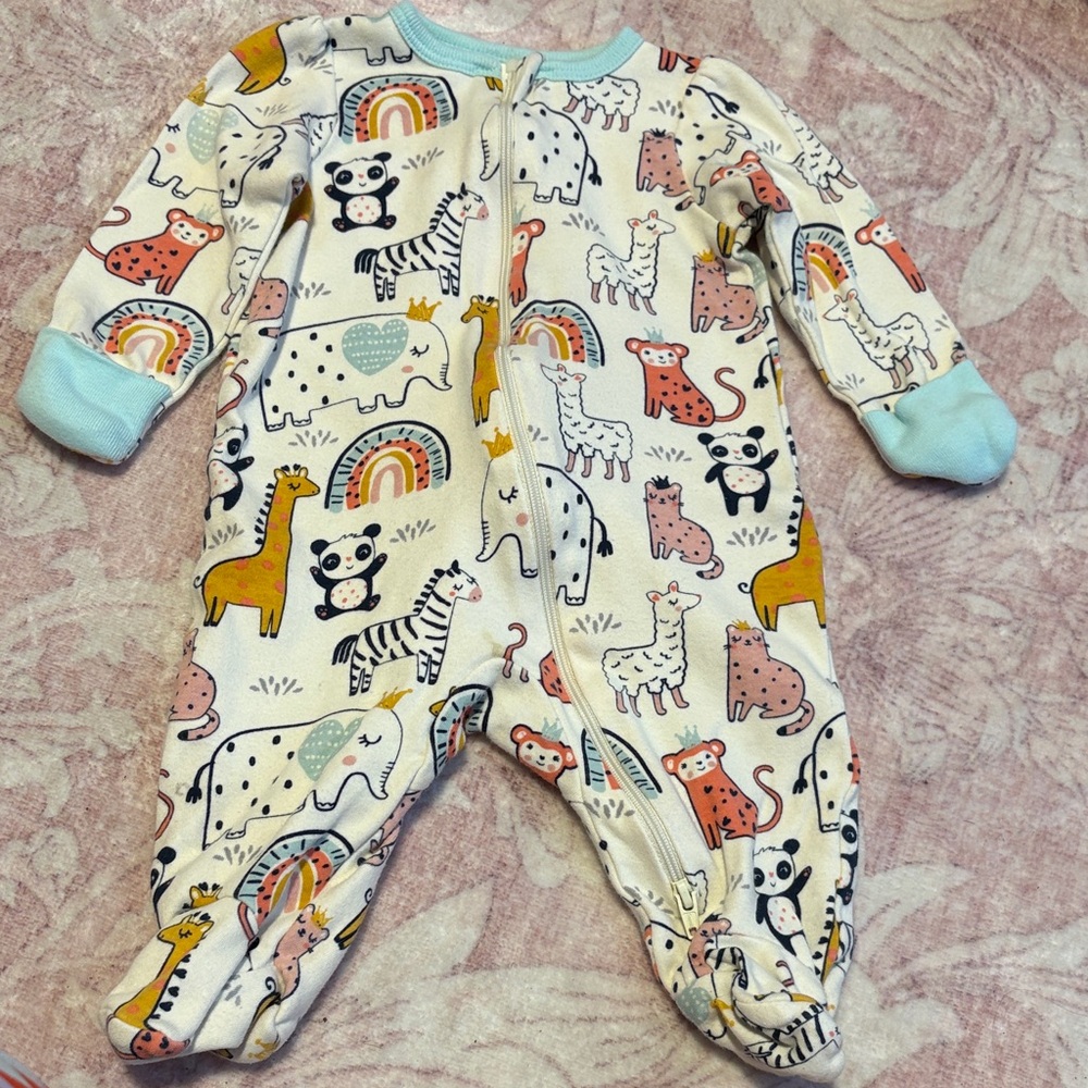 Wonder Nation Multicolor Animal Print Footie